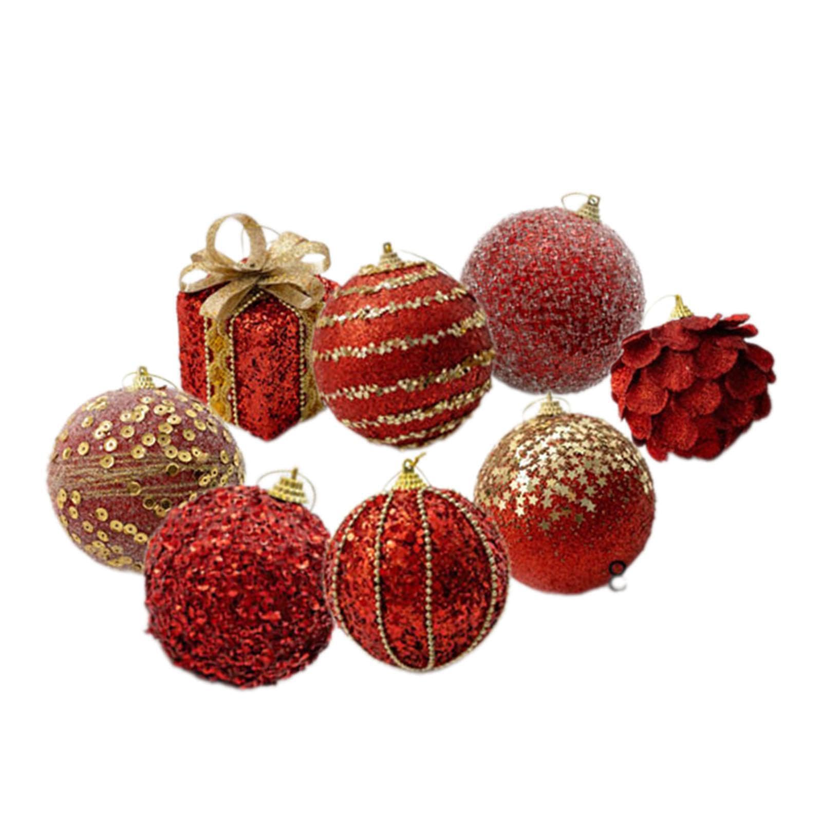 PIXZCSA Glistening Christmas Balls Decoration Indoor Gardens Inspire Joy And Elegance During Every Festive Celebration Festival Seasonal Engagement, Red, 8 pcS