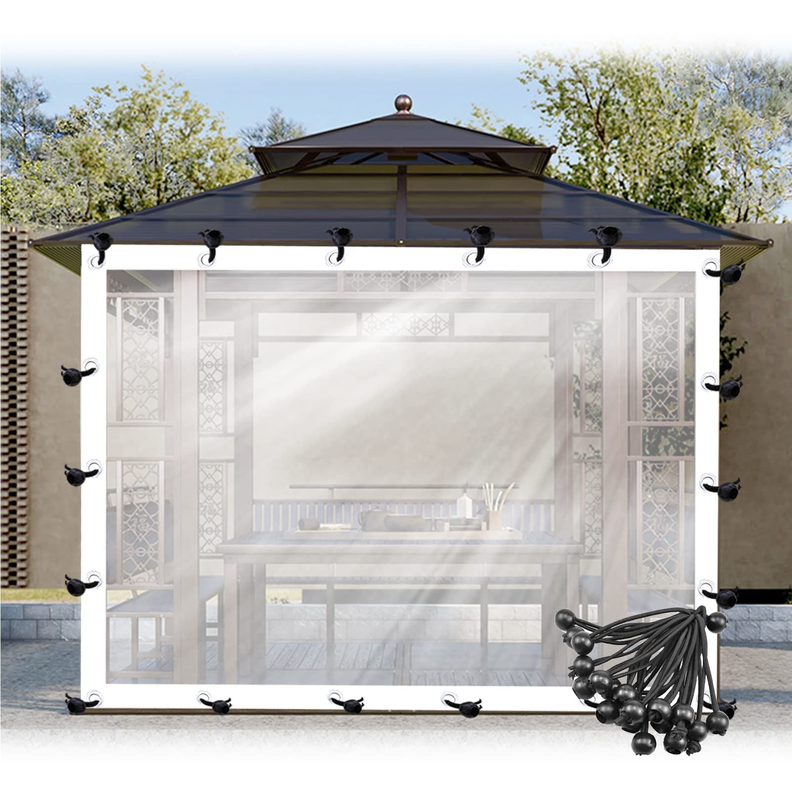 Lona Transparente Impermeable De Polietileno 140 G/m² - Con Ojales, Para Invernadero, Muebles De Jardín, Leña (2x4 M)