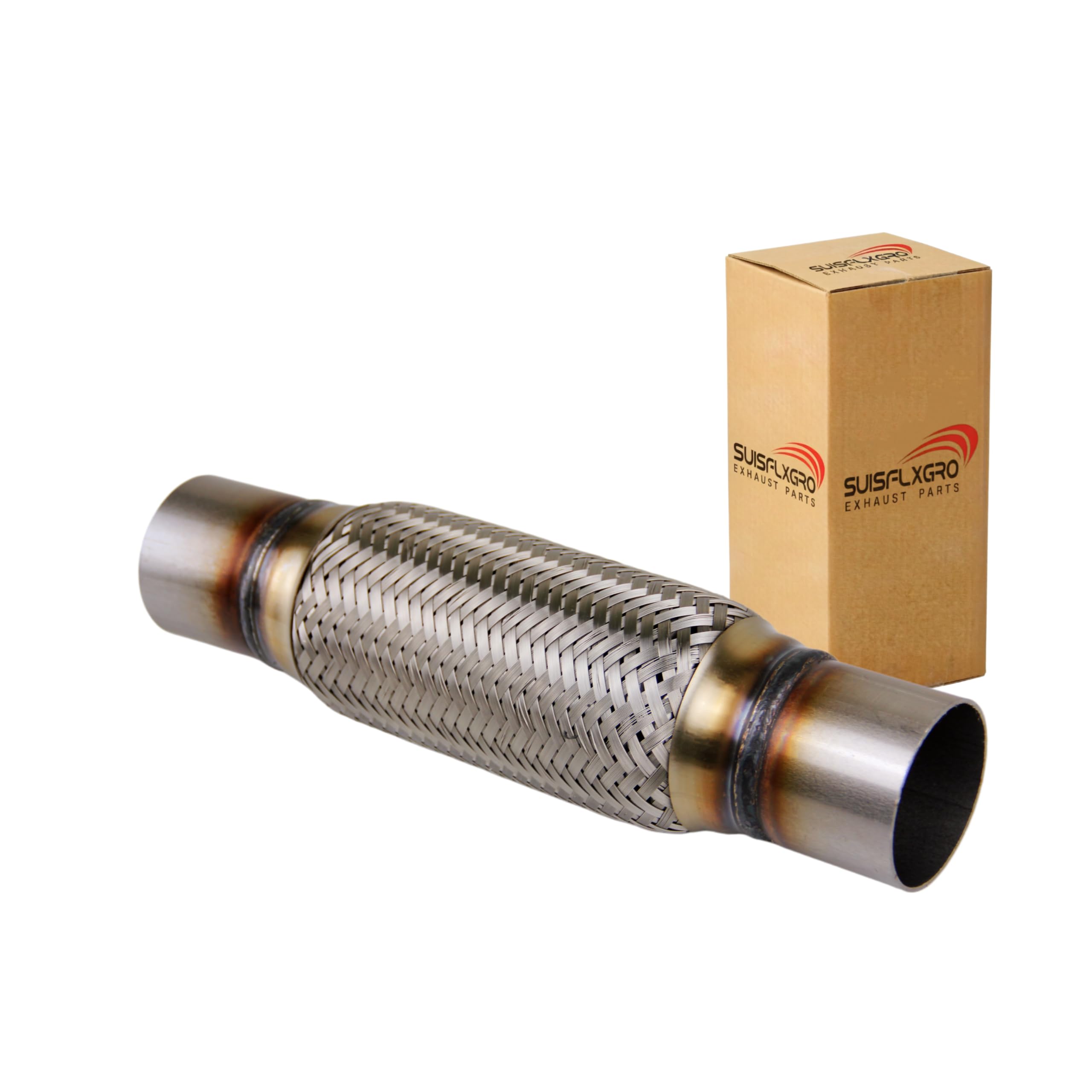 Exhaust Flex Pipe Universal Type 100% Stainless Steel For Heavy Duty and Cars (45-57) (1 PC, 2.25X8X12)