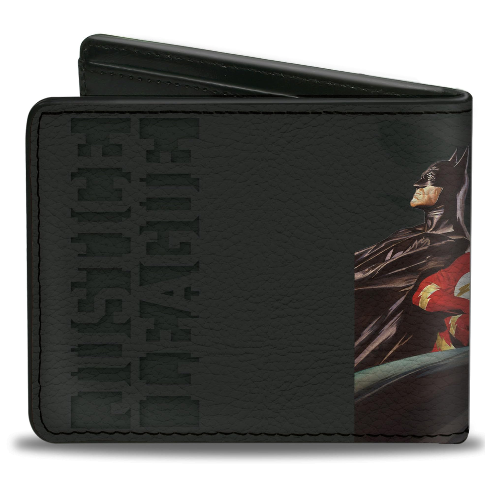 Buckle-Down Men's DC Comics Wallet, Bifold, League Justice 1 Superhero Variant Cover Pose Grays, Vegan Leather, 4.0