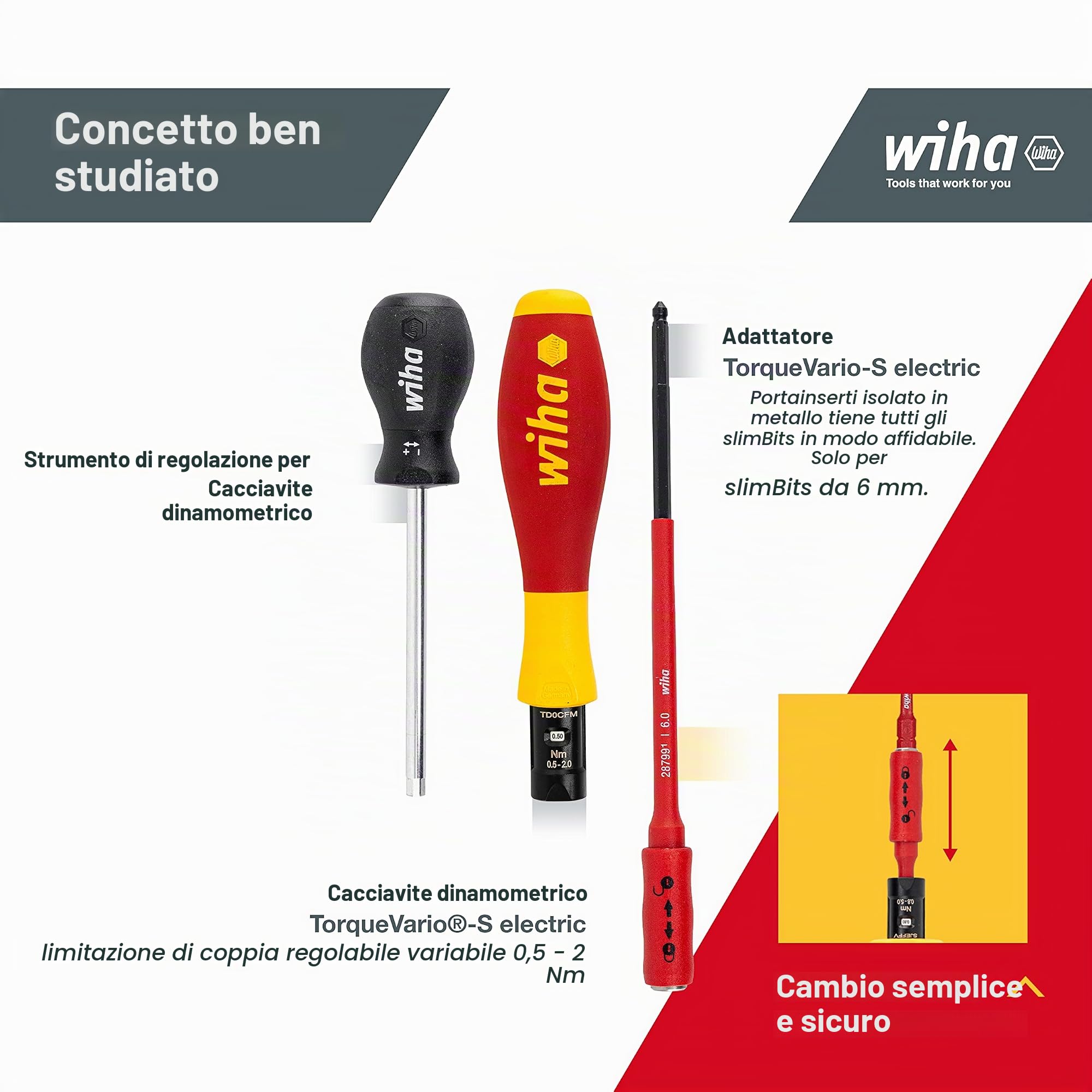 Wiha Destornillador dinamométrico TorqueVario®-S electric con limitación del par de apriete de ajuste variable 0.5-2 (26625)