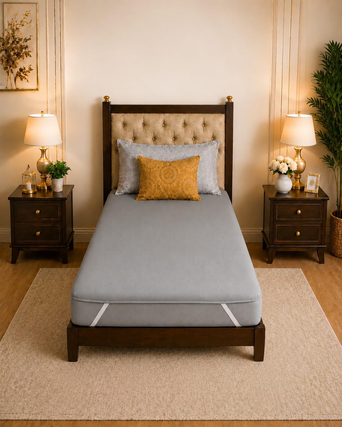 Waterproof Mattress Protector with Fitted Elastic, Grey, Single Bed, 72x48 Inches, Soft and Comfortable Premium Fabric-image-33