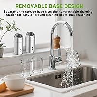 Vista 8 de Juego de Molinillo de Sal y Pimienta de Gravedad, Molinillo Eléctrico de Sal y Pimienta, Molinillo de Pimienta Recargable con Grosor Ajustable y Luz