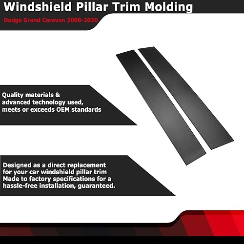 Miniatura 3 de FEXON Kit de moldeo para parabrisas delantero del lado del conductor y del pasajero, compatible con Dodge Grand Caravan 2008-2020, Chrysler Town