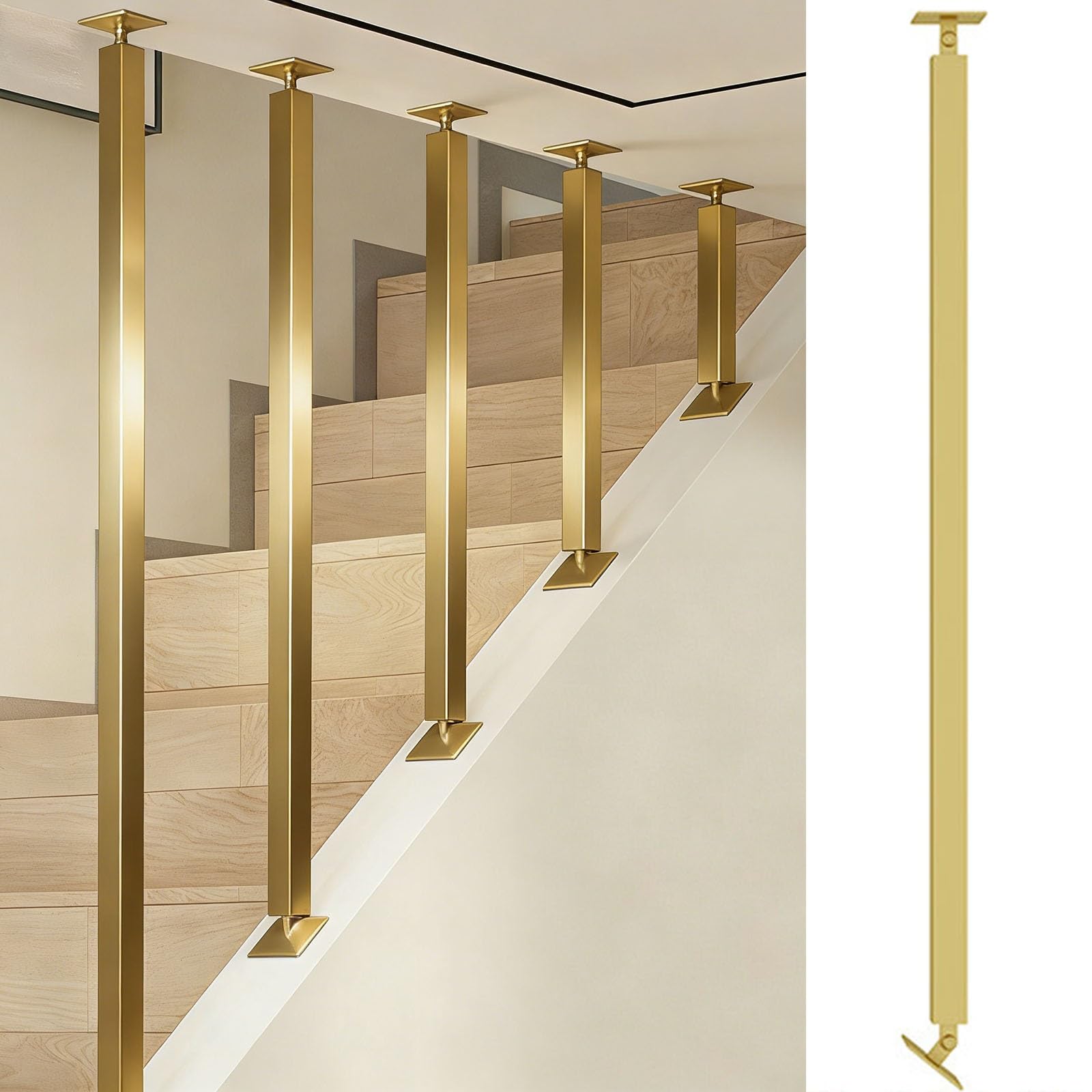 Rampe d'escalier moderne avec pilier carré en fer réglable et solide