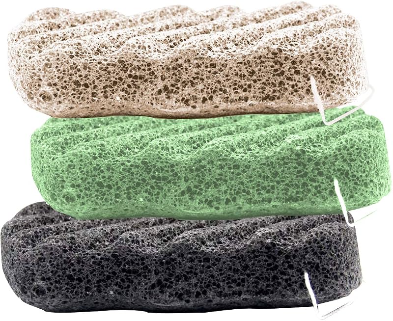 Nature Konjac Facial Sponge 3 Packs with Activated Bamboo Charcoal for Cosmetic Face Cleaning, Square
