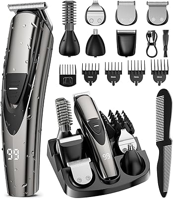 SHPAVVER Beard Trimmer for Men: Professional Barber Hair Clippers - 16-in-1 Cordless Grooming Kit - Waterproof Electric Razor with Turbo Speed & Precision Blades