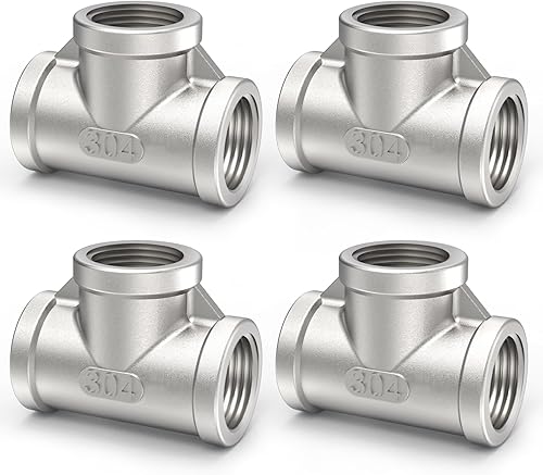 Instalación de tubería de acero inoxidable 304, adaptador de rosca hembra NPT de 12 "x 12" x 12 "(4 unidades)