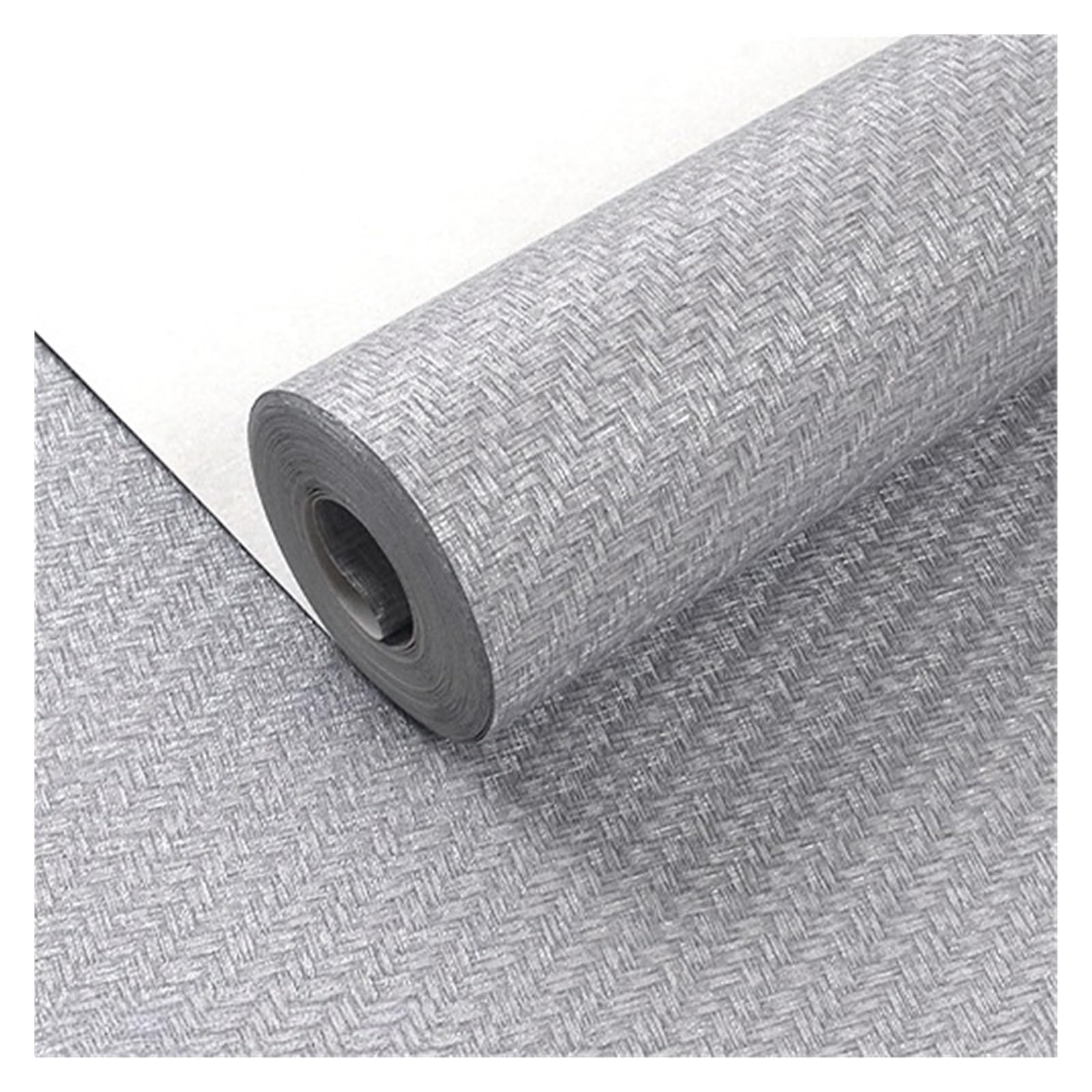 Papier peint imperméable gris argent effet lin paille tissée 0.53x9.5m