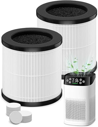 BK08 Replacement Filters | Compatible with KOIOS BK08 Purifier | 3-Stage Filtration | 2 Filters + 6 Aroma Sponge Pads