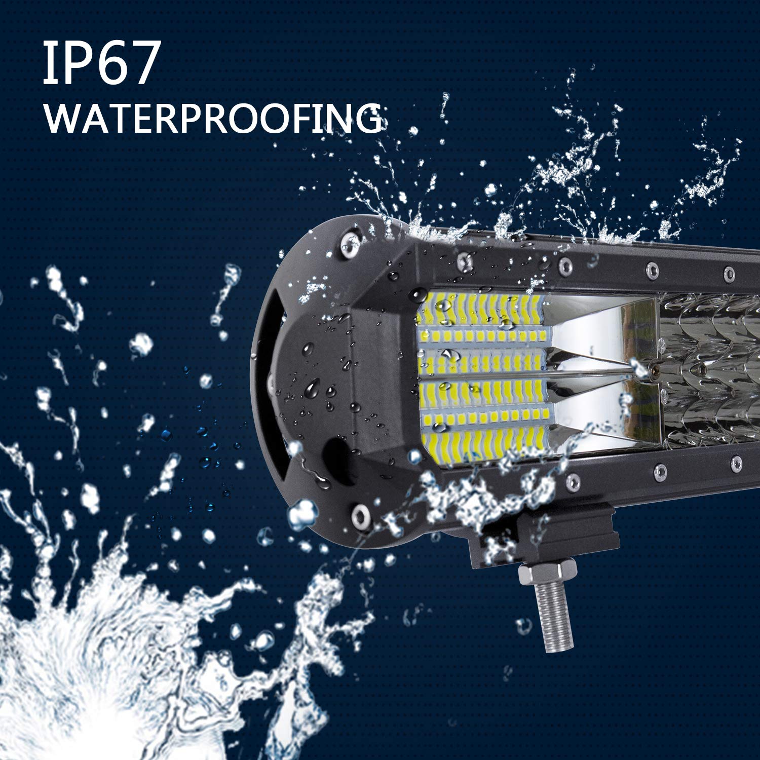 PICAA Barra Led Fuoristrada 20 pollici 59CM 7D 324W Tripla Fila Spot Flood Barra Luce a Led con Magnetico Supporto per FUORI STRADA Moto 4WD SUV ATV UTV Camion 12V