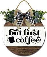 Vista 1 de Letrero decorativo para cafetería, decoración de pared de granja, de madera, redondo, retro, rústico, cafetería, decoración de estación de café