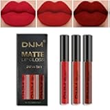 AMY'S DIARY 3Pcs Bright Red Matte Liquid Lipstick Sets, Lip Stain Long Lasting 24 Waterproof Lip Gloss Gift Set Matt Makeup for Women Lippies (05)