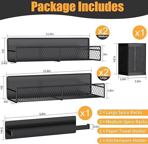 Miniatura 2 de Magnetic Spice Rack for Refrigerator, 6 Pack 100% Metal Strong Magnet Shelf Black, Space Saving Spice Organizer, Home Kitchen Laundry Room Storage