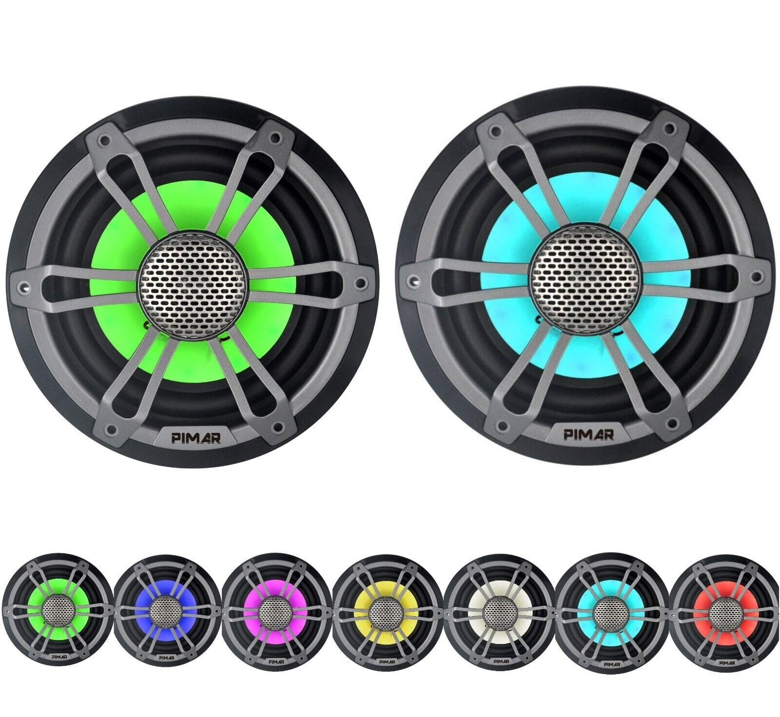 PIMAR Coppia di casse altoparlanti marine 150W LED barca gommone nautica accessori (2 CASSE)