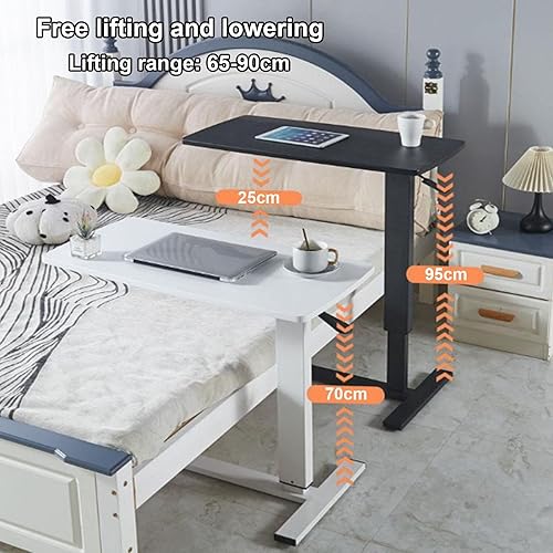 Miniatura 7 de Sude Table - Mesa auxiliar pequeña, mesa auxiliar movible, fácil de montar, resistente a los arañazos, altura ajustable, mesa de noche con ruedas