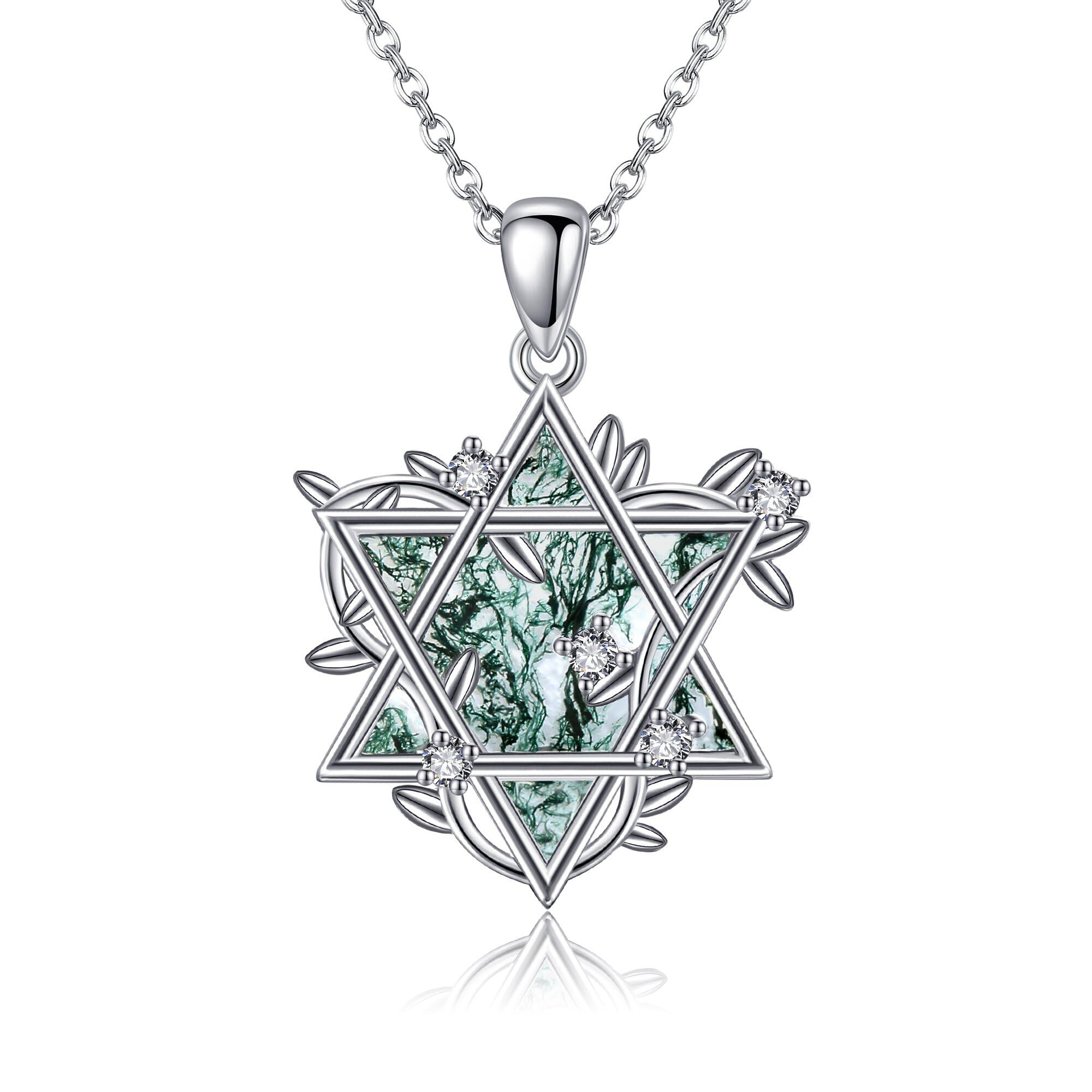 URONE Collana con ciondolo a forma di stella di David, in argento Sterling, con stella ebrea, idea regalo per donne, Argento sterling, Nessuna pietra preziosa