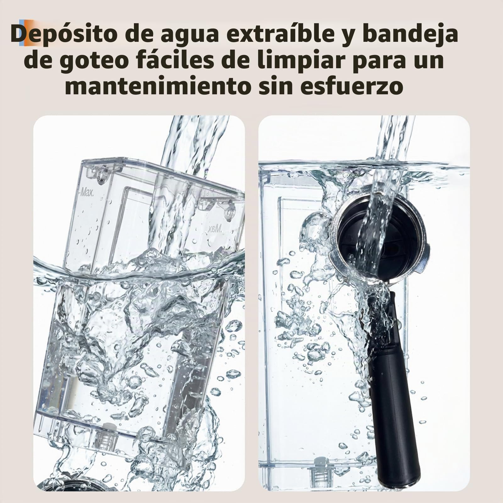 Acekool Cafetera Semiautomática 20 Bares Acero Inoxidable Diseño Europeo | Termobloque rápido, depósito 1,7L y vaporizador 360 grados.