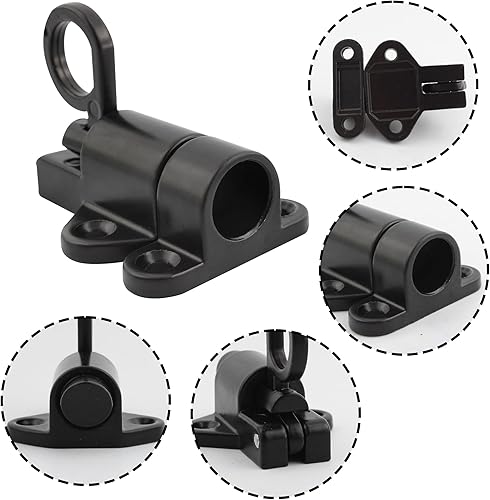 Miniatura 3 de Pestillos de cierre automático de aleación de aluminio, cerradura automática de puerta de resorte negro, cerradura de puerta de ventana de