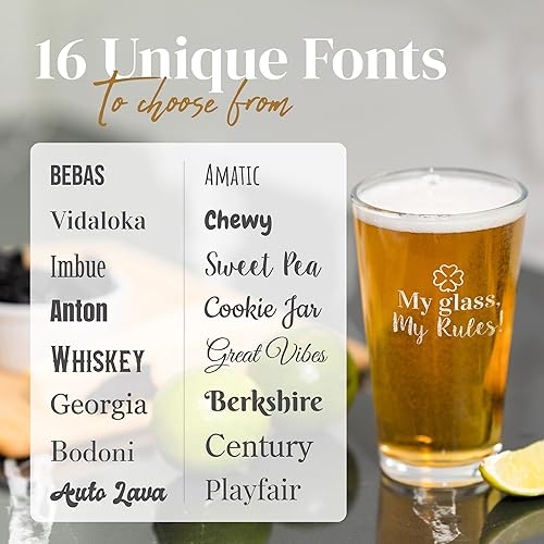 Miniatura 2 de Vaso de cerveza personalizado  Pinta de cerveza personalizada de 16 onzas con logotipo y texto grabados, regalo divertido para hombres, papá,