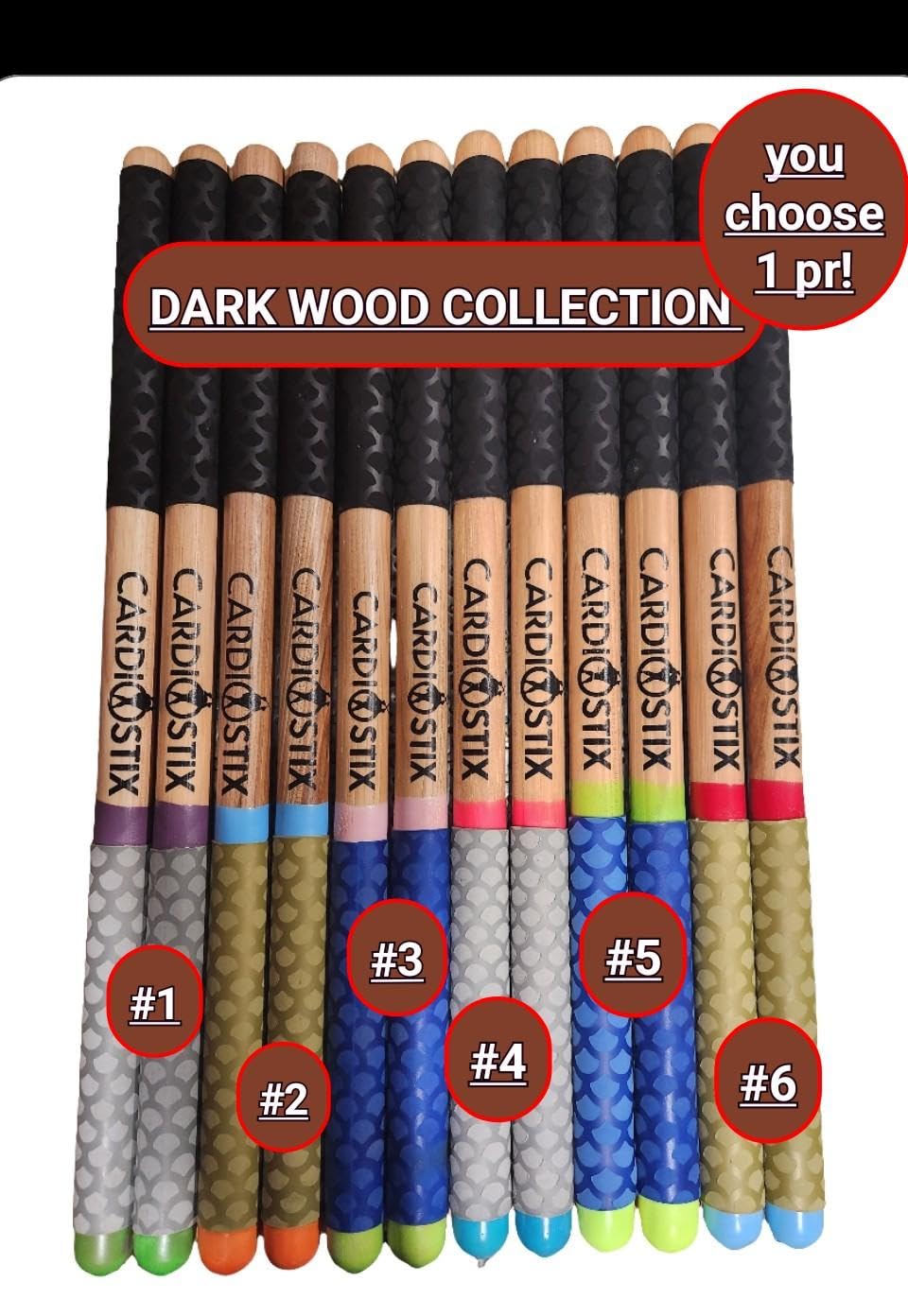CardioStix Bacchette cardio in legno di hickory americano con manici neri, 127 g per set, 1 coppia per drumming, fitness, classe aerobica, esercizi, pesca