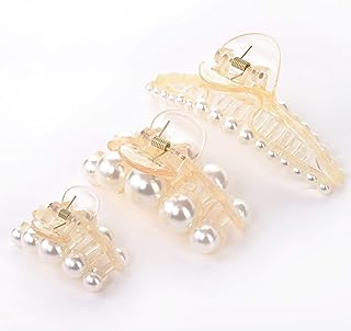 مشابك شعر من الراتينج مشبك شعر ذيل حصان من اللؤلؤ المقلد لتصفيف الشعر مشابك رأس مانعة للانزلاق ملحقات تصفيف الشعر الثابتة للسيدات والفتيات (3 عبوات)