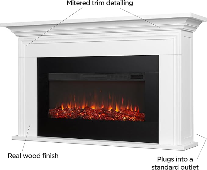 Real Flame Cleo 76" Chimenea Eléctrica Landscape con Repisa Blanca miniatura 4