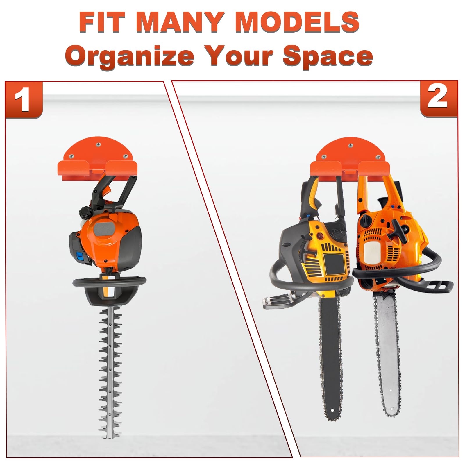 Rangement de Garage à Outils Trimmer Rack 2 Pack - Support pour Outils Électriques et Grands Outils, Montable au Mur - Compatible avec Outils Divers tels que Trimmeurs et Taille-haies
