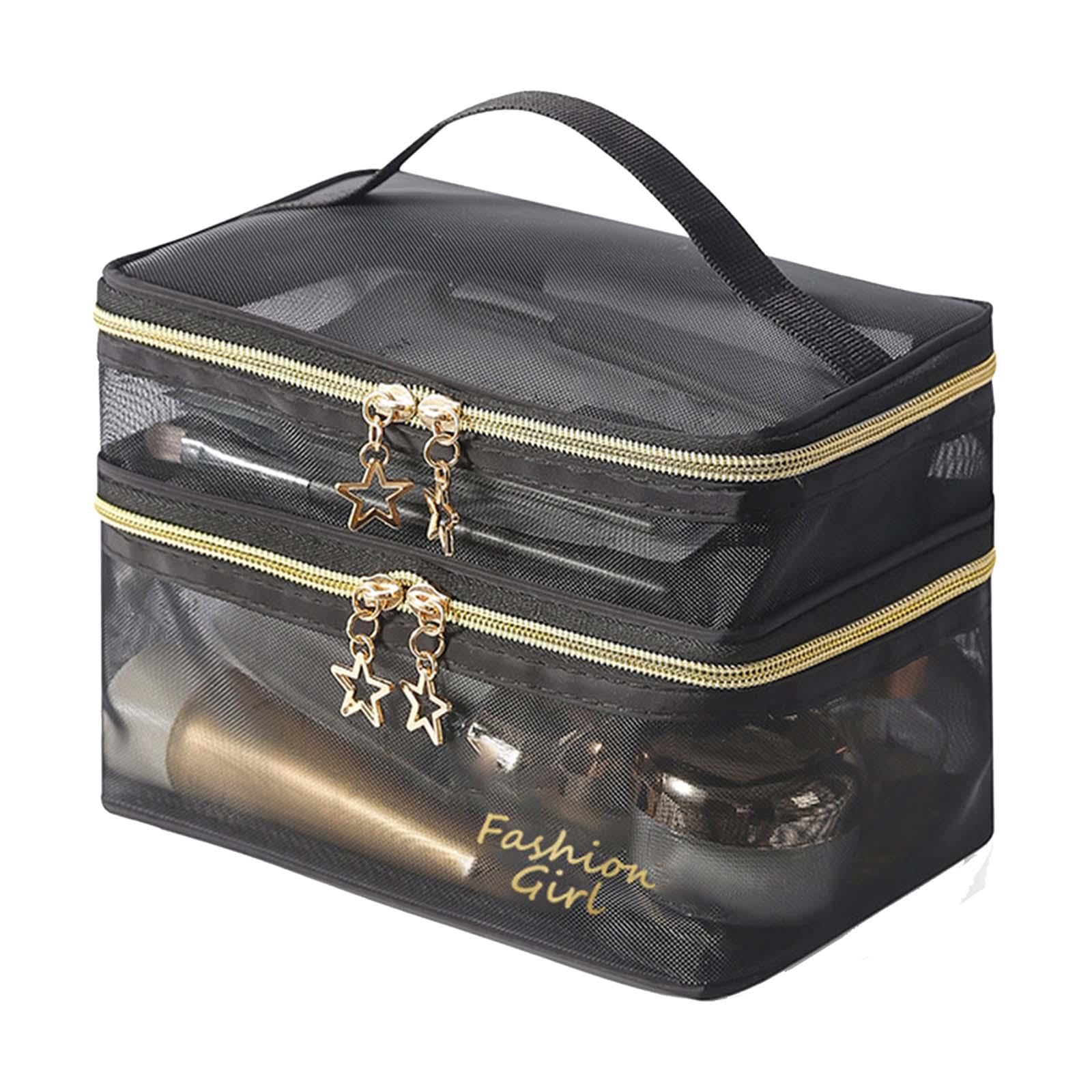 2 Pezzi Organizer per Trucchi Trasparente Borsa Impermeabile con Cerniera Resistente Custodia Grande Multiuso Portatile Leggera per Bagno E Casa, 4 pezzi