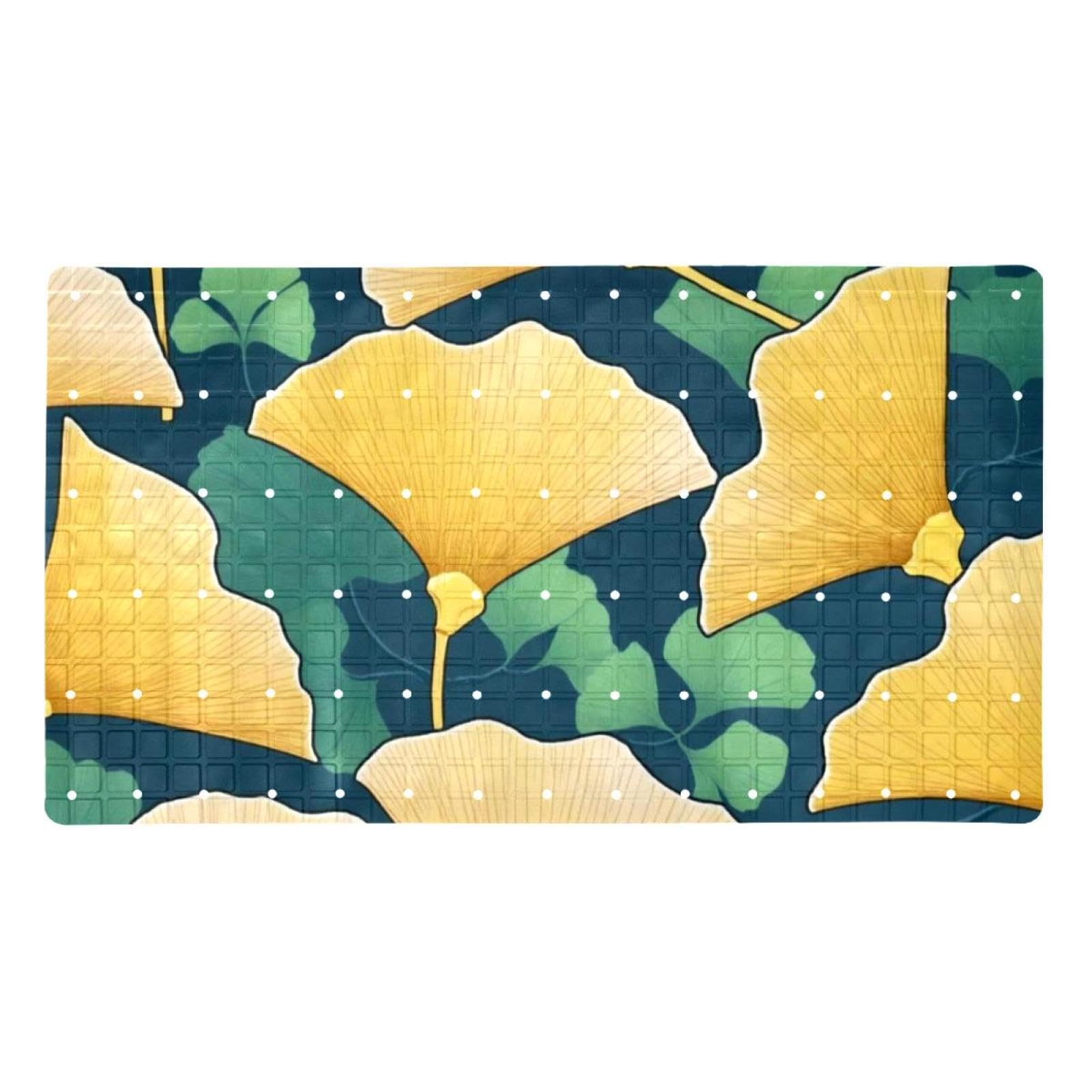 Alfombra de baño antideslizante para evitar caídas con diseño de ginkgo amarillo