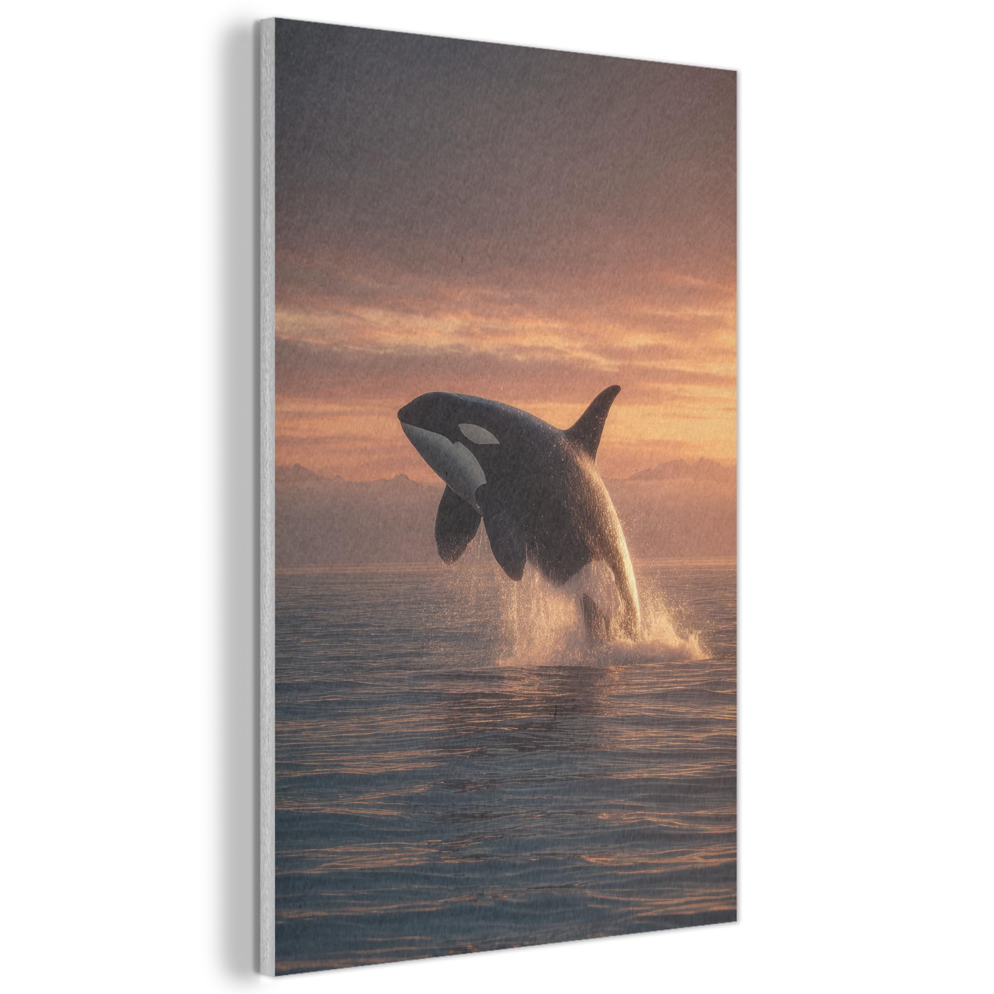 MuchoWow© Felt Panel 40x60 cm House Touch for Living Space Modern Visuals Decoration Wall Art Orca - Sea - Sunset