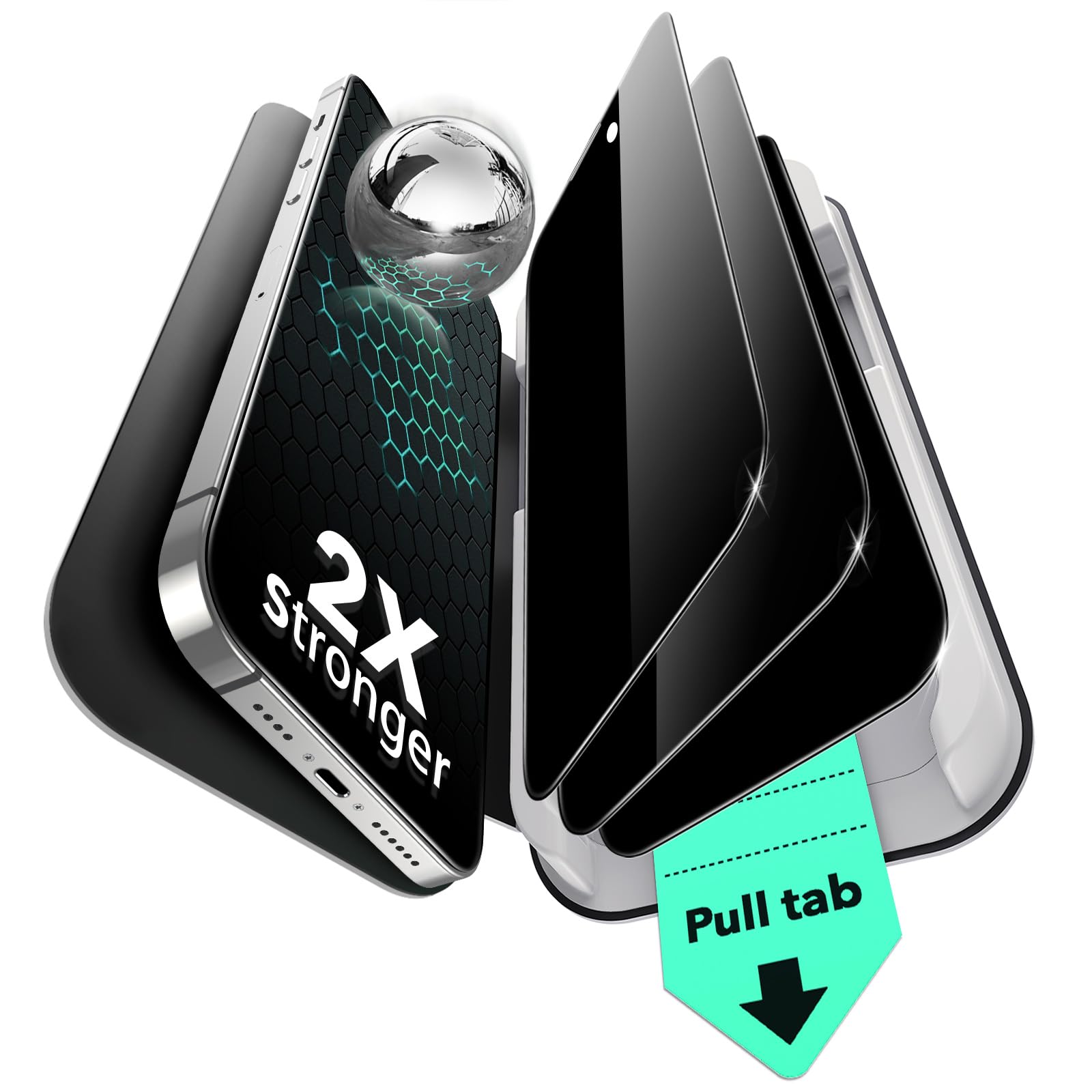 ESR Privacy Pellicola per iPhone 14 Pro Max, Vetro temperato 9H+, Zero bolle e polvere, Protezione di grado militare, Durevole con strumento di installazione facile, 3 Confezioni