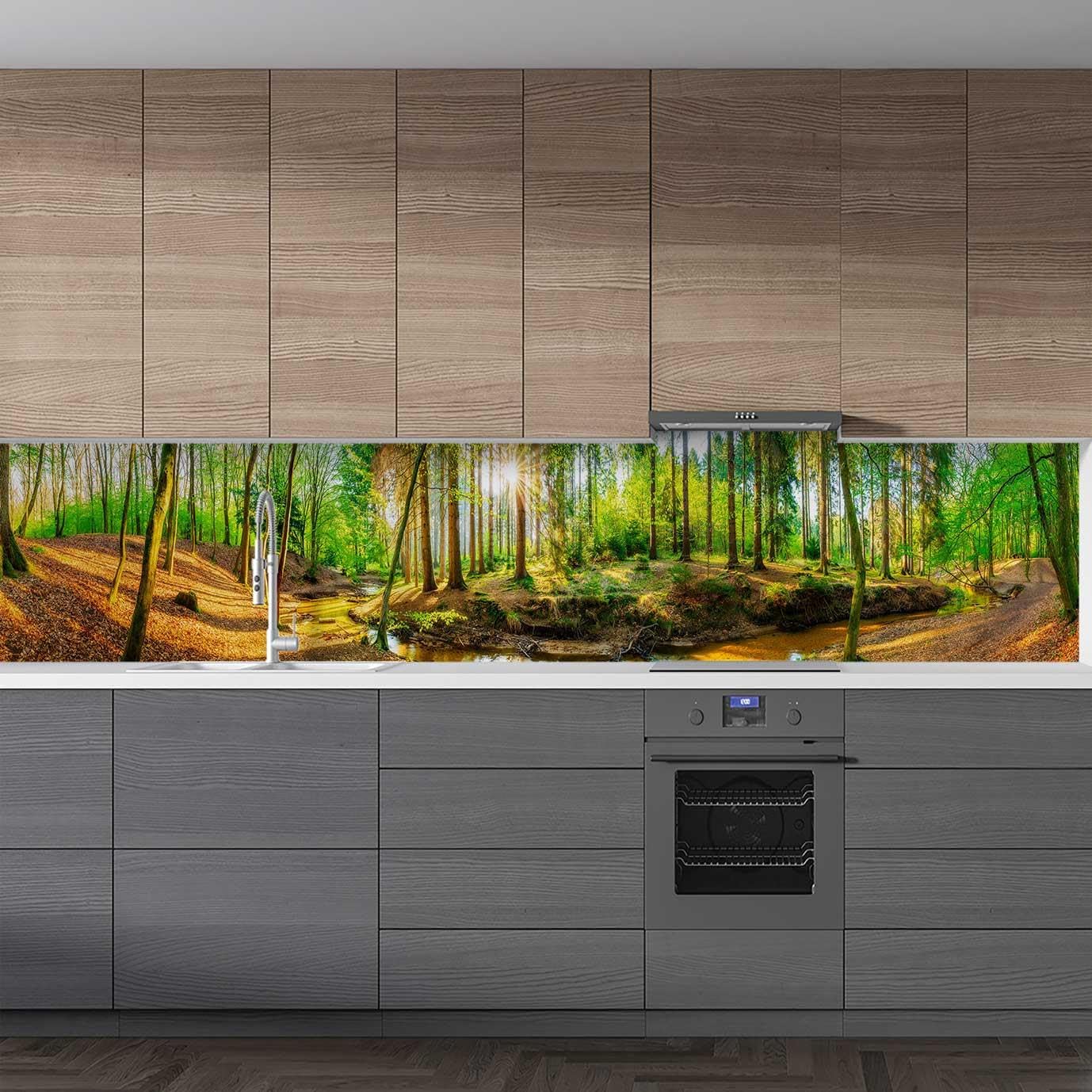 Mutfak Tezgah Arası Folyo Fayans Kaplama Folyosu Dere Orman 60x200 CM