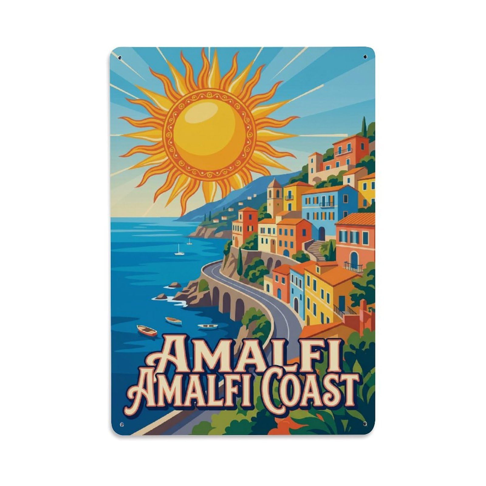Vintage Travel Noon Italy Coastal 1 Metal Tin Sign