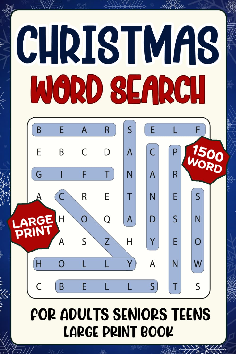 Adults Christmas Gifts: Large Print Christmas Word Search Puzzles For Seniors: 1500+ Hard Winter Words To Find, Cozy Holiday Presents Book For Men & Women (Stocking Stuffers for Seniors)