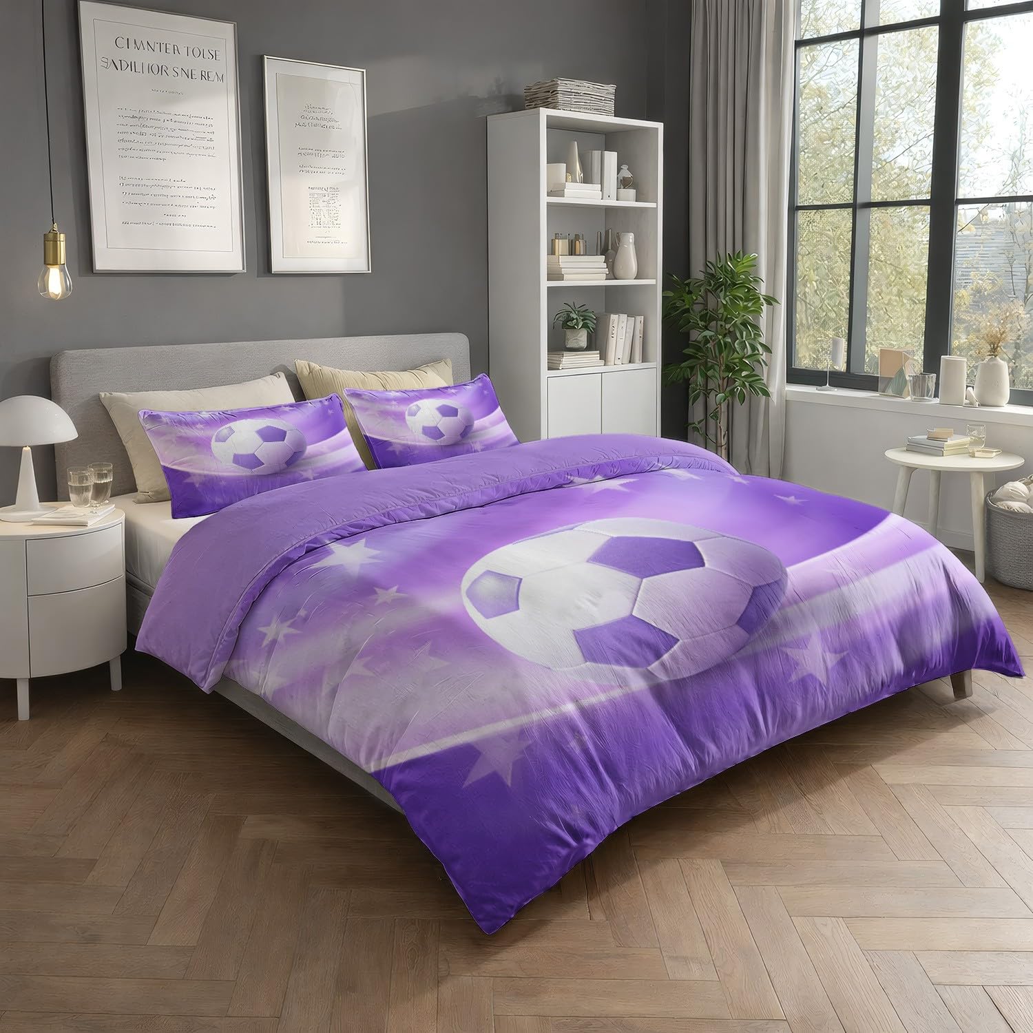 Generic Zestaw pościeli Super King 290 cm x 236 cm fantazyjne abstrakcyjne gwiazdy piłka nożna poszewka na kołdrę ultramiękka mikrofibra oddychająca poszewka na kołdrę z zamkiem błyskawicznym