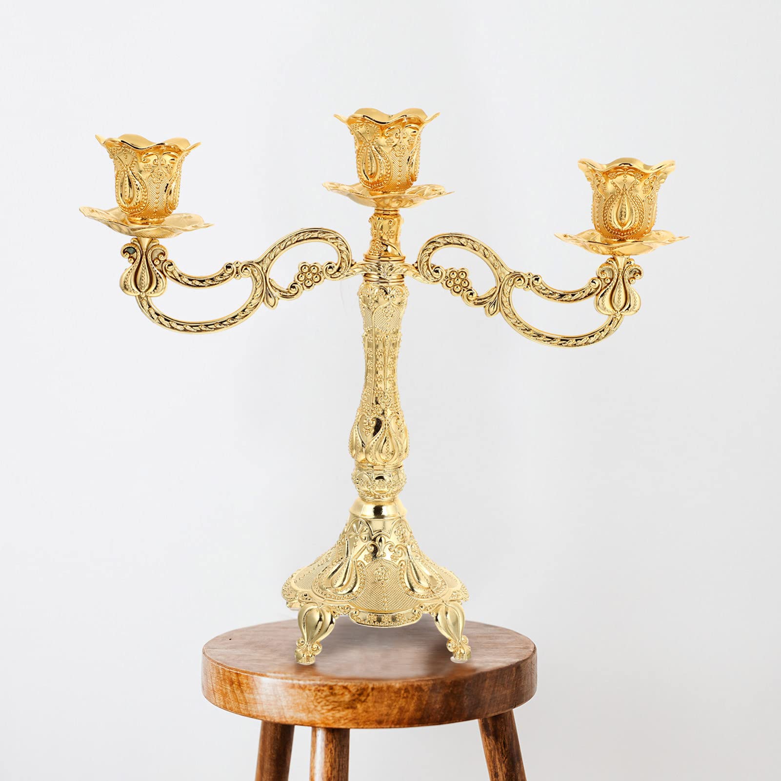 Candeliere, 1 pz candeliere 3 Bracci candelabro in Metallo portacandele Decorativo portacandele Decorativo mensola Tavolo Rustico Decorazione Matrimonio Candela pilastro Zinco
