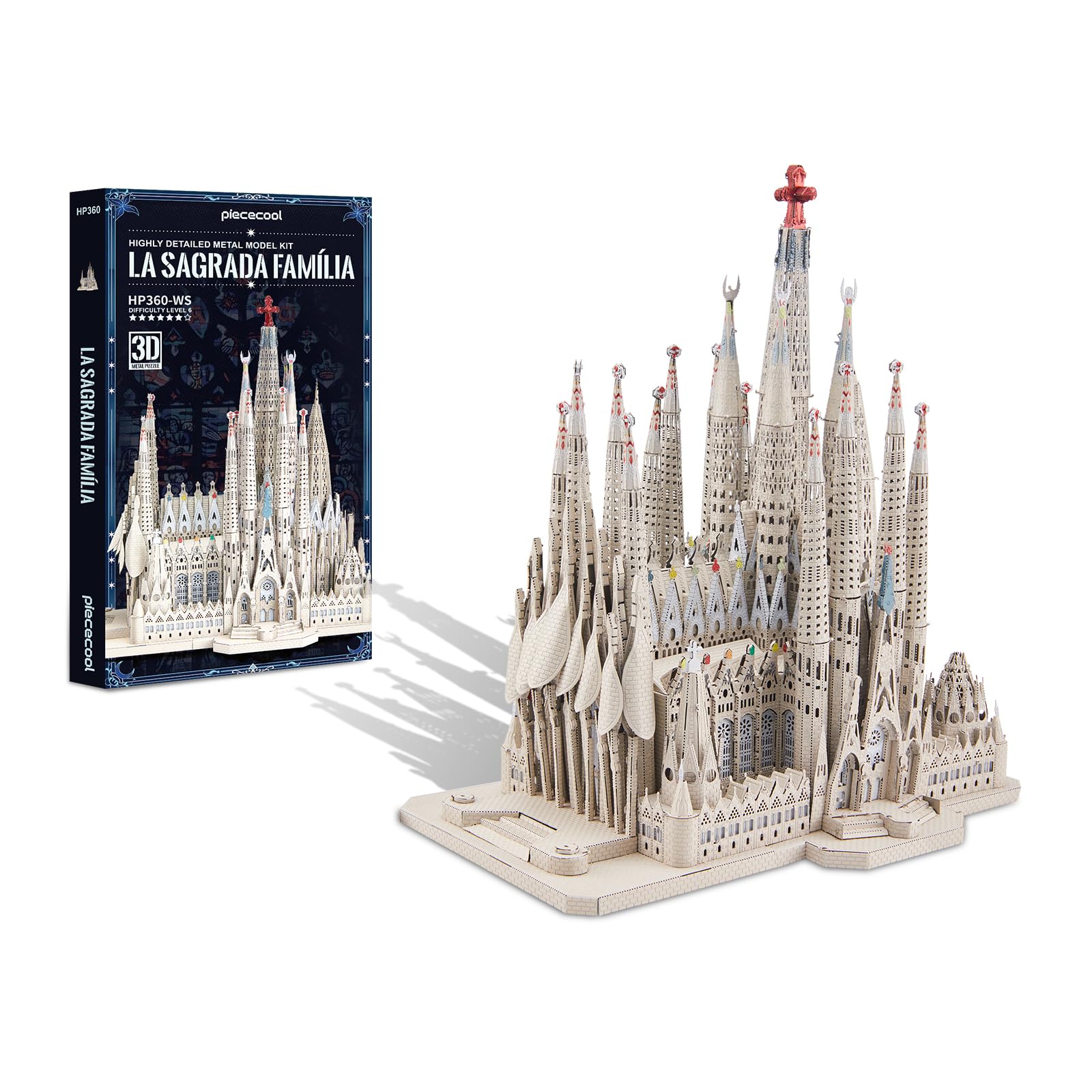 Piececool Puzzle 3D in metallo per adulti La Sagrada Família Cathedral Kit modello in metallo, kit di costruzione di architettura della cattedrale, rompicapo puzzle 3D fai da te, decorazione per la