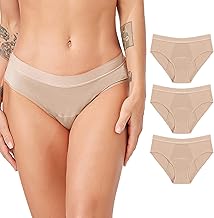 Jamron Femmes Lot de 3 Culotte Menstruelle Flux Abondant - Slip Périodique de Protection - Anti-Fuite Culotte Incontinence Lavable Beige + Beige + Beige M