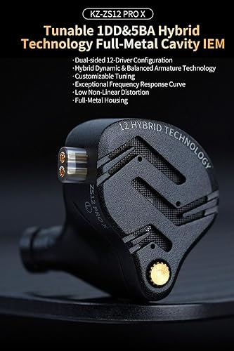 Miniatura 3 de keephifi ZS12 Pro X - Monitor de oído, 1DD 5BA HiFi auriculares para juegos con cable, ZS10 Pro X versión mejorada IEM auriculares con cable