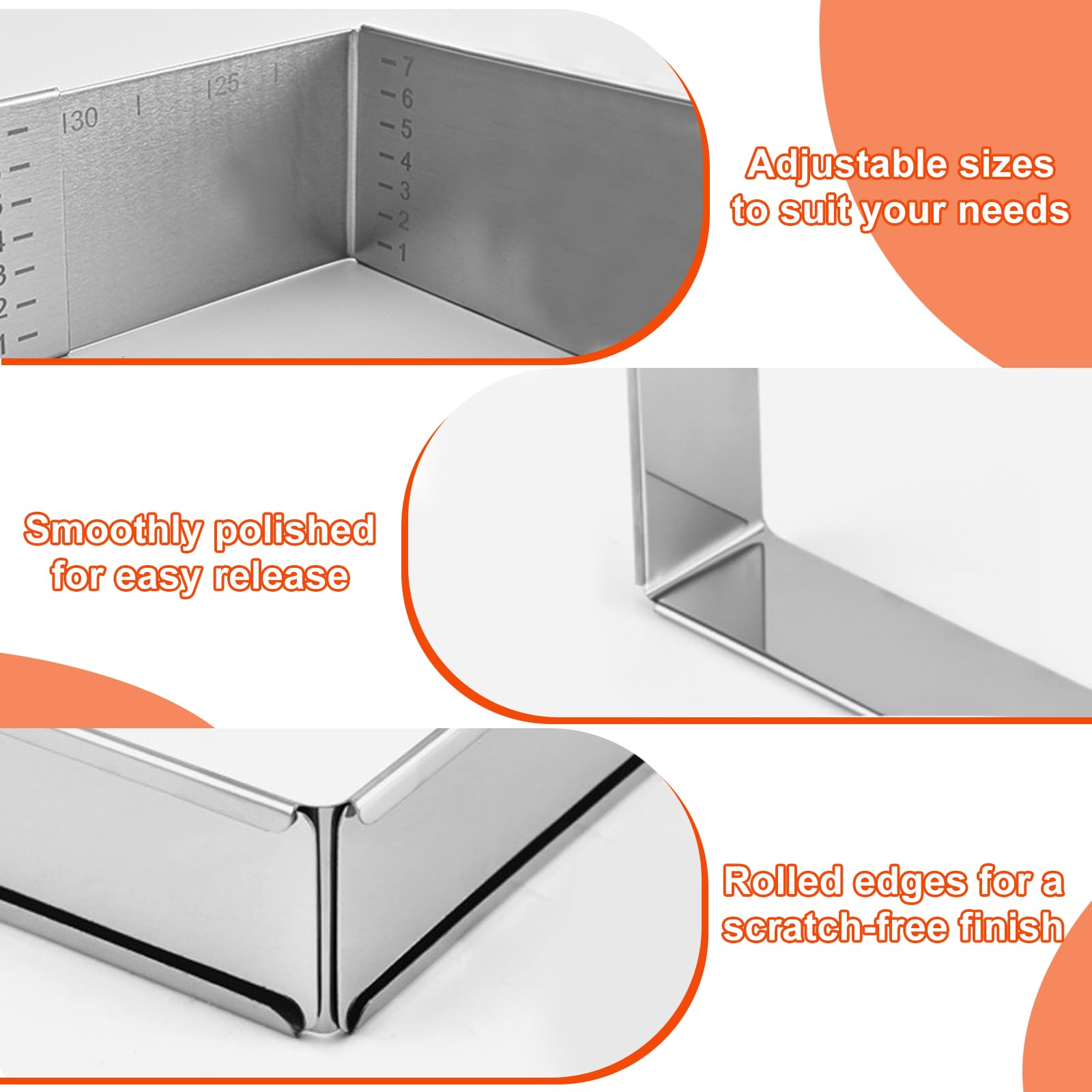 Stampo Regolabile Per Torte Rettangolare - Cornice In Acciaio Inox Per Mousse E Dolci - Foto 2