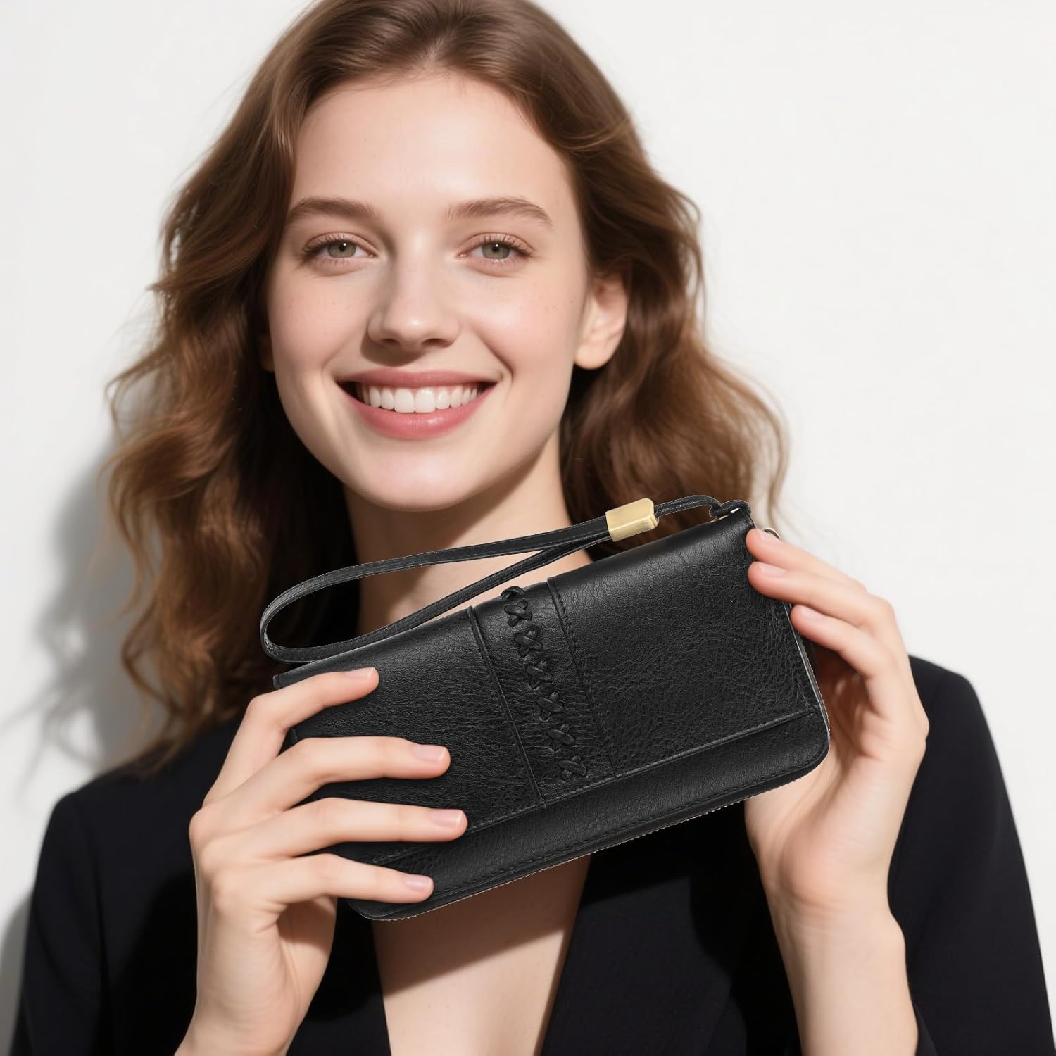 GOIACII Wallet for Women Ladies Wristlet Long Purse Zip Around Clutch RFID Blocking Vegan Leather - Image 2