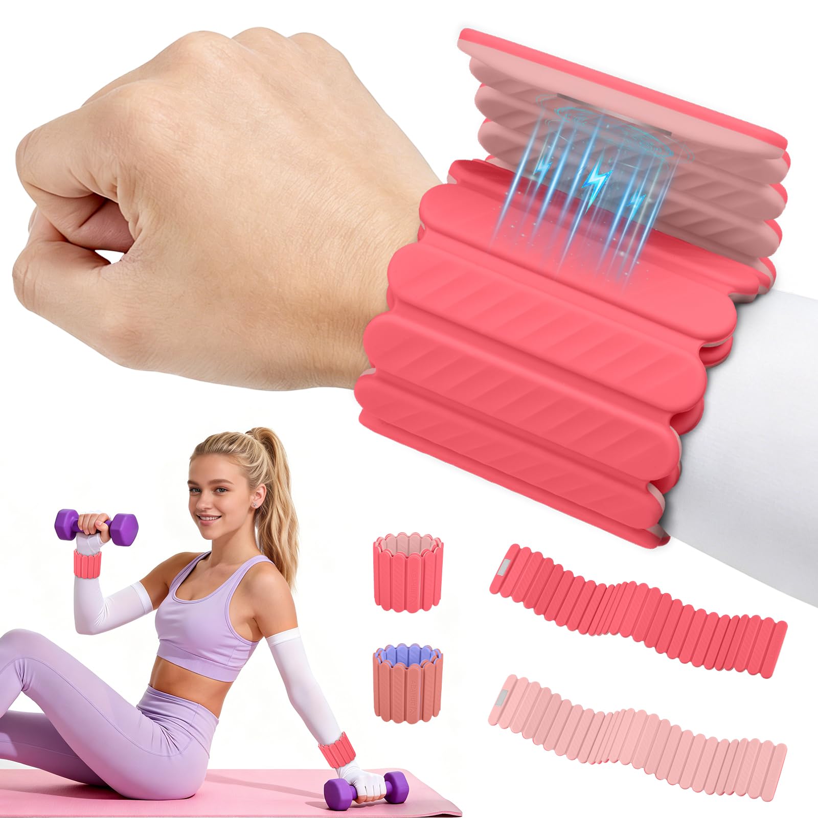 Abahub Magnetische Gewichte Hand Fuß Wrist Ankle Weights Handgelenk Gewichte für Beine und Arme Set2er verstellbar für das Heimtraining, Laufen, Yoga Pilates (1kg / 2kg)
