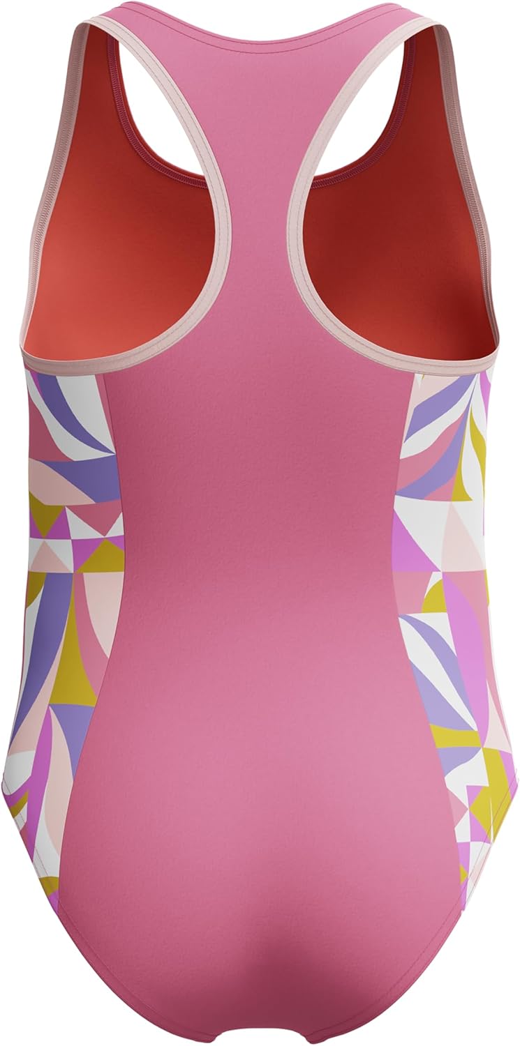 Speedo Girls' Swimsuit One Piece Thick Strap Racer Back Printed