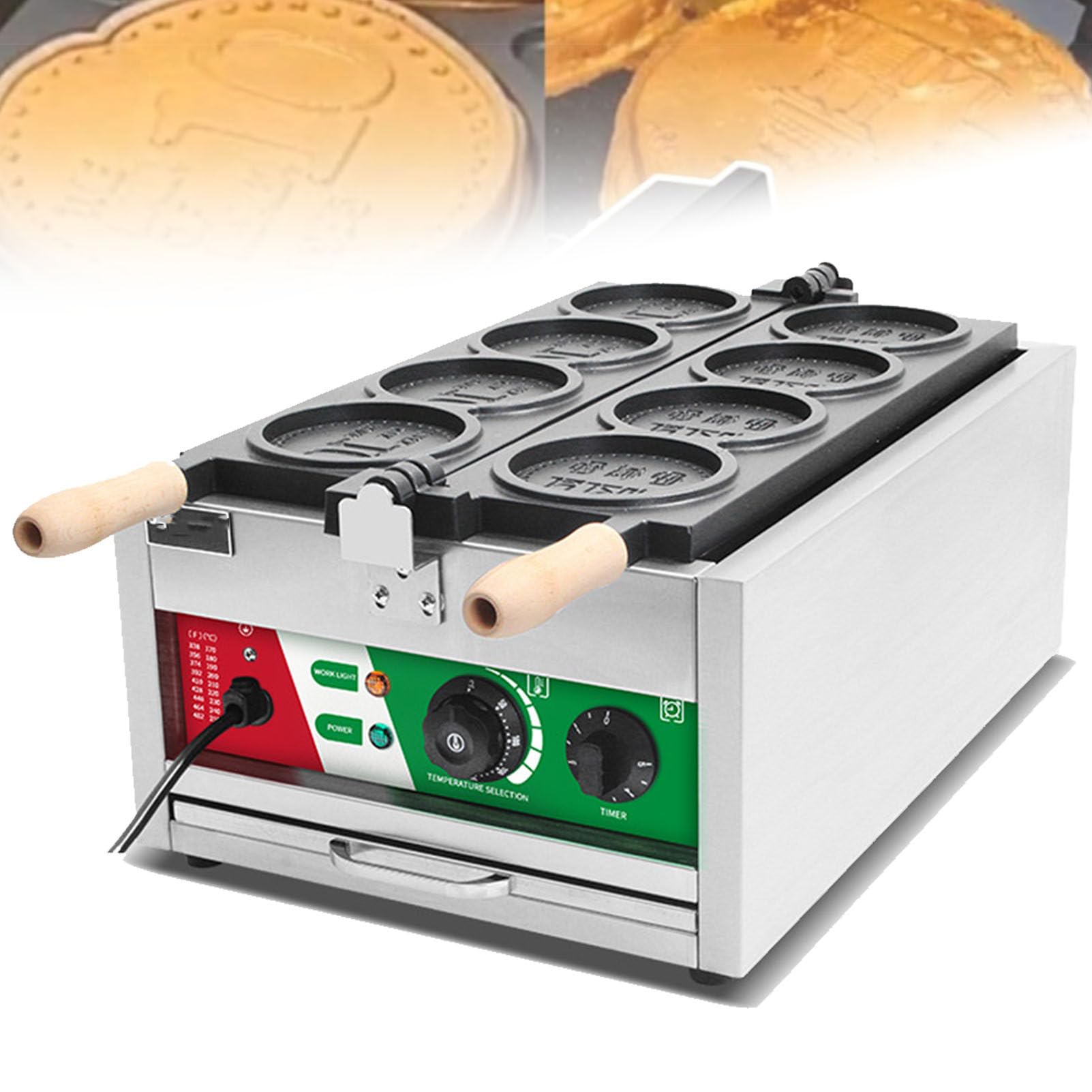 HTTGDGDH Commercial Coin Waffle Maker, 3000W Korean Coin Pancake Maker Stainless Steel Temperaturwaffle Maker Cooking Appliances,