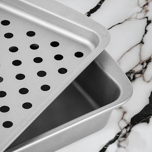 Miniatura 5 de OvenStuff Horno tostador antiadherente para hornear, asar y asar, 6.5 x 1.8 x 8.5 pulgadas, juego de 2 piezas, gris