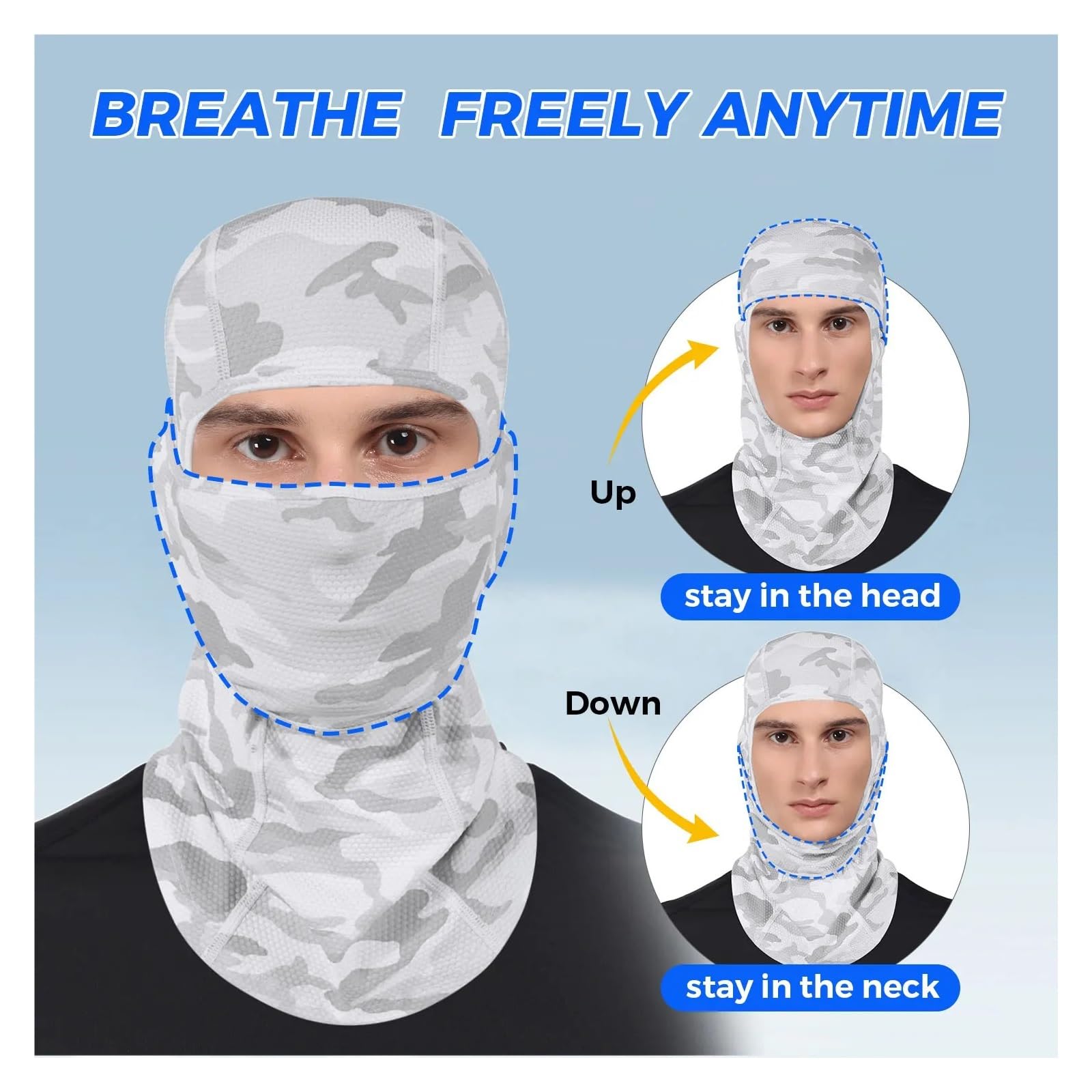 2 máscaras de esquí for Hombre, Gorro Integral, Transpirable, con absorción del Sudor, for Esquiar y Montar a Caballo para Esquí Ciclismo