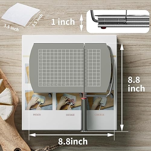 Miniatura 2 de Cortador de queso con cuchilla, cortadores de queso para bloque de queso de acero inoxidable resistente a escala de tamaño preciso, cortador de