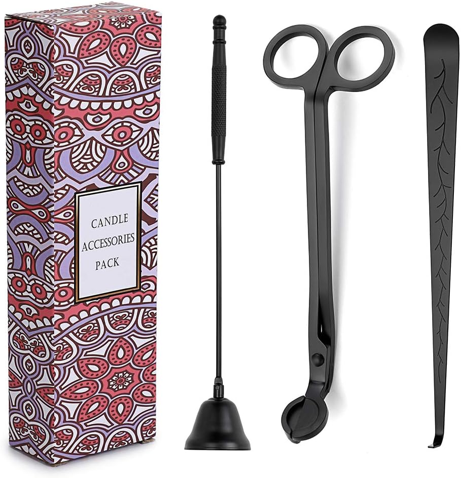 OwnMy 3 in 1 Candle Accessory Set - Candle Wick Trimmer, Candle Wick Dipper, Candle Wick Snuffer, Candle Care Tools Gift for Candle Lovers (Black)