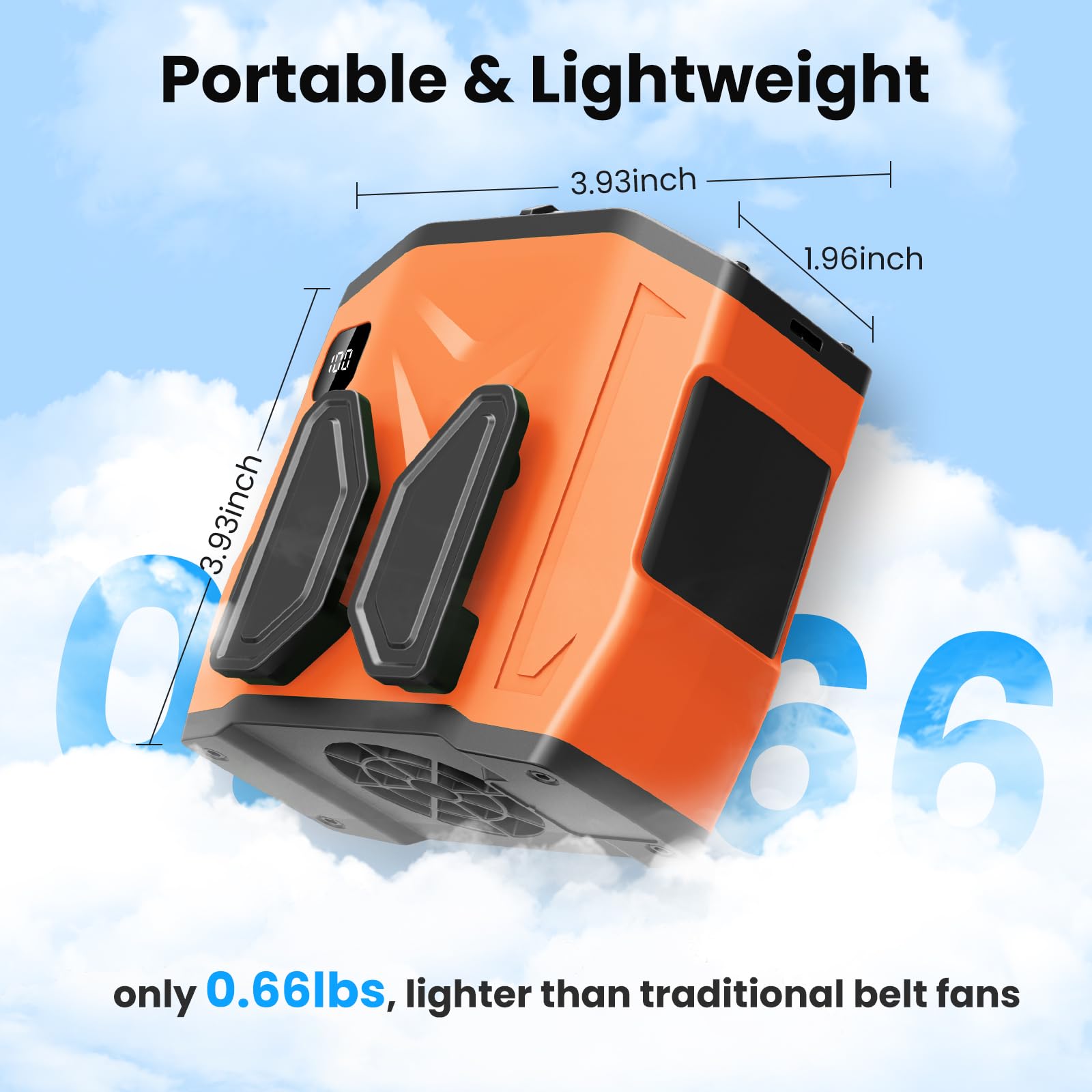 Ventilador de cintura personal portátil recargable, 10000 mAh, 5 velocidades, 13500 rpm, fuerte flujo de aire, luz LED y tiempo de funcionamiento de 30 horas, ventilador manos libres para camisa 6